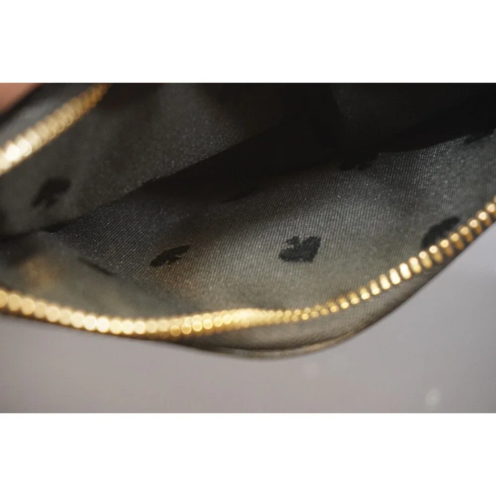 Kate Spade New York Black Glitter Slim Zip Card Holder Wallet